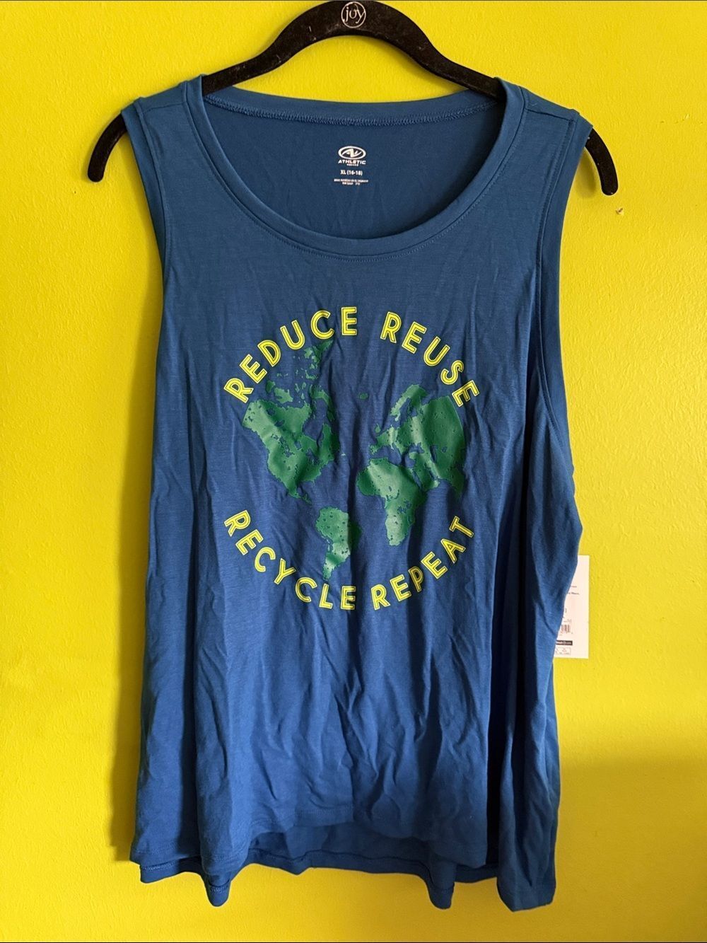 NWT Athletic Works Blue Graphic Tank Top Activewear Yoga Workout Jog Size XL